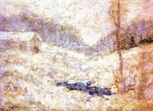 Репродукция картины "winter scene" художника "твахтман (tуоктмен) джон генри"