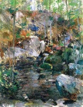 Репродукция картины "woodland-stream" художника "твахтман (tуоктмен) джон генри"