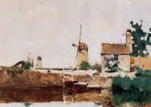 Картина "windmills, dordrecht" художника "твахтман (tуоктмен) джон генри"
