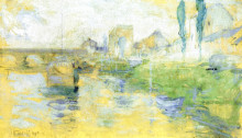 Репродукция картины "french river scene" художника "твахтман (tуоктмен) джон генри"
