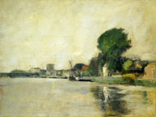 Копия картины "view along a river" художника "твахтман (tуоктмен) джон генри"