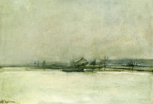 Копия картины "winter landscape with barn" художника "твахтман (tуоктмен) джон генри"
