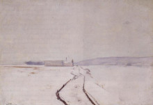 Репродукция картины "along the river, winter" художника "твахтман (tуоктмен) джон генри"