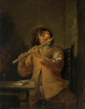 Копия картины "флейтист" художника "тенирс младший давид"