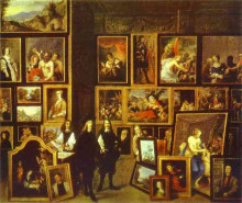 Картина "archduke leopold wilhelm in his picture gallery, with the artist and other figures" художника "тенирс младший давид"