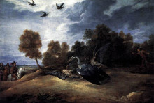 Репродукция картины "heron hunting with the archduke leopold wilhelm" художника "тенирс младший давид"