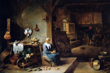 Картина "interior of a peasant dwelling" художника "тенирс младший давид"