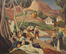 Картина "composition with peasant women at intersection" художника "теодореску-сион ион"