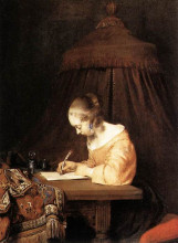 Копия картины "woman writing a letter" художника "терборх герард"
