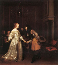 Копия картины "the dancing couple" художника "терборх герард"