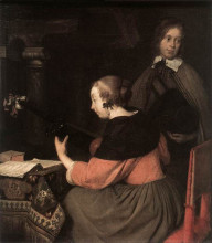 Копия картины "the lute player" художника "терборх герард"