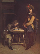 Репродукция картины "officer writing a letter" художника "терборх герард"