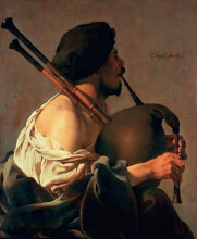 Картина "bagpipe player" художника "тербрюгген хендрик"