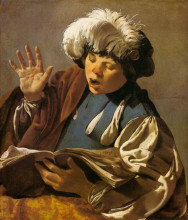 Репродукция картины "singing boy" художника "тербрюгген хендрик"