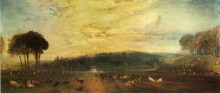 Репродукция картины "the lake, petworth sunset, fighting bucks" художника "тёрнер уильям"