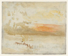 Репродукция картины "sunset seen from a beach with breakwater" художника "тёрнер уильям"