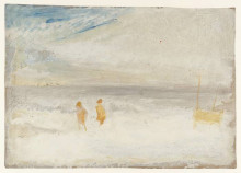 Репродукция картины "two figures on a beach with a boat" художника "тёрнер уильям"