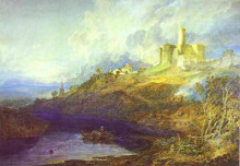 Репродукция картины "warkworth castle, northumberland; thunderstorm approaching at sunset" художника "тёрнер уильям"