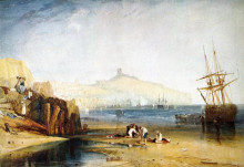Копия картины "містечко скарборо із фортецею. ранок. хлопчики ловлять крабів." художника "тёрнер уильям"