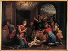 Репродукция картины "adoration of the sheperds" художника "тизи бенвенуто"