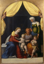 Репродукция картины "holy family with the infant saint john and saint elizabeth" художника "тизи бенвенуто"