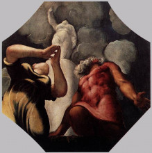 Картина "deucalion and pyrrha praying before the statue of the goddess themis" художника "тинторетто"