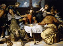 Картина "the supper at emmaus" художника "тинторетто"