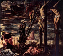 Картина "the crucifixion of christ" художника "тинторетто"