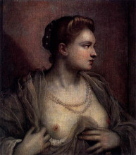 Картина "portrait of a woman revealing her breasts" художника "тинторетто"