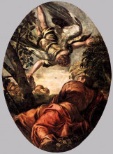 Репродукция картины "elijah fed by the angel" художника "тинторетто"