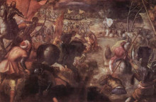 Репродукция картины "the battle of the taro" художника "тинторетто"