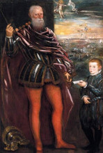 Репродукция картины "portrait of sebastiano venier with a page" художника "тинторетто"