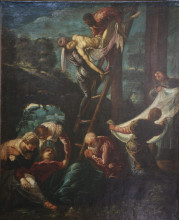 Репродукция картины "the descent from the cross" художника "тинторетто"
