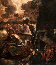 Репродукция картины "the baptism of christ" художника "тинторетто"