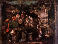 Репродукция картины "the adoration of the magi" художника "тинторетто"