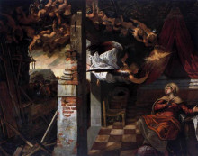 Репродукция картины "the annunciation" художника "тинторетто"