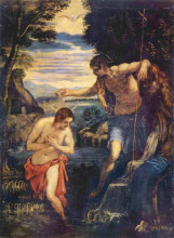 Репродукция картины "baptism of christ" художника "тинторетто"