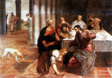 Репродукция картины "christ in the house of the pharisee" художника "тинторетто"