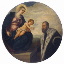 Картина "madonna with child and donor tintoretto" художника "тинторетто"