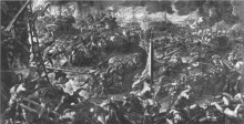 Репродукция картины "the battle of zara" художника "тинторетто"
