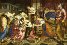 Репродукция картины "the birth of john the baptist" художника "тинторетто"