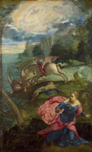 Репродукция картины "saint george and the dragon" художника "тинторетто"