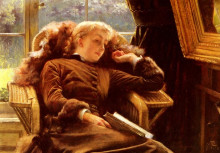 Репродукция картины "kathleen newton in an armchair" художника "тиссо джеймс"