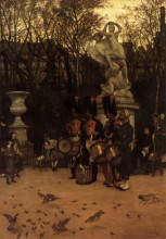 Репродукция картины "beating the retreat in the tuileries gardens" художника "тиссо джеймс"