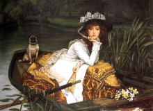 Репродукция картины "young lady in a boat" художника "тиссо джеймс"