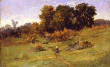 Репродукция картины "landscape with woman walking on path" художника "баннистер эдвард митчелл"
