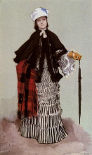 Репродукция картины "a lady in a black and white dress" художника "тиссо джеймс"