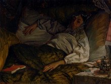 Репродукция картины "a reclining lady" художника "тиссо джеймс"