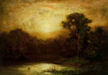Репродукция картины "sunset" художника "баннистер эдвард митчелл"