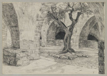 Копия картины "out-building of the armenian convent, jerusalem, illustration from &#39;the life of our lord jesus christ&#39;" художника "тиссо джеймс"